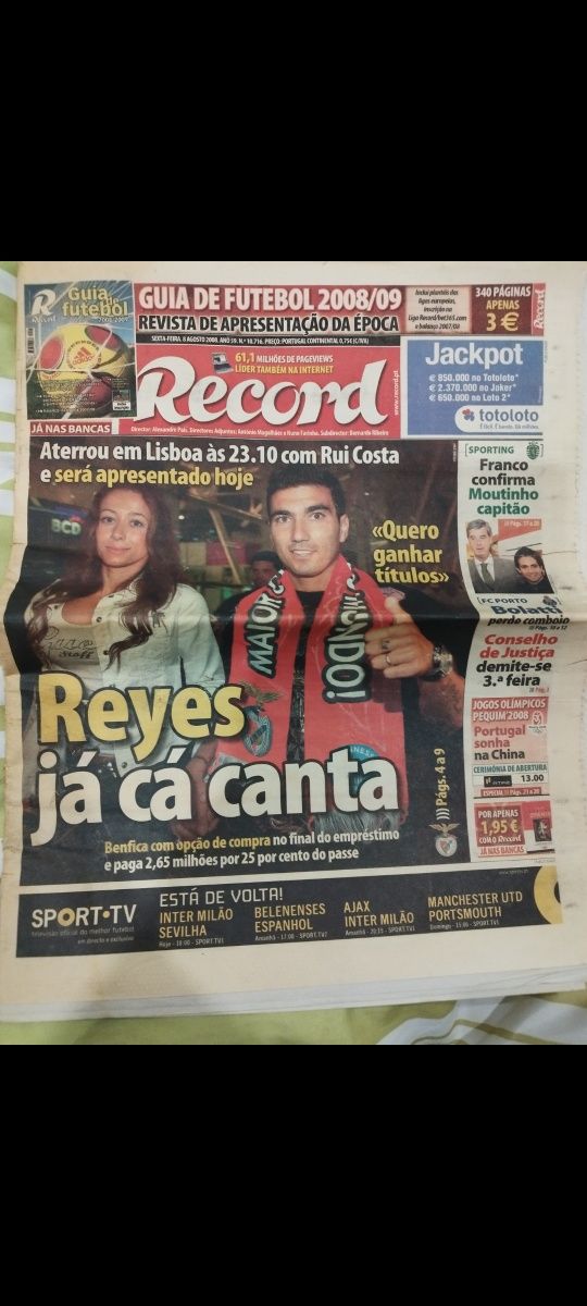 Jornal Record ( chegada do Reyes)