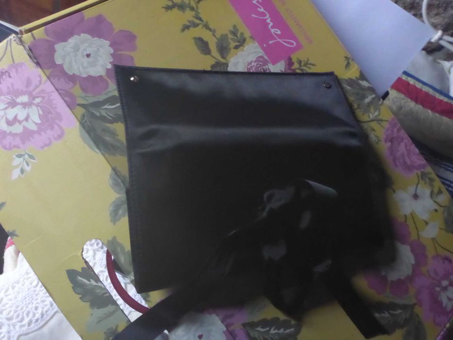 Swarovski Clutch preta de setim com um laço carteira Cerimónia GENUÍNA