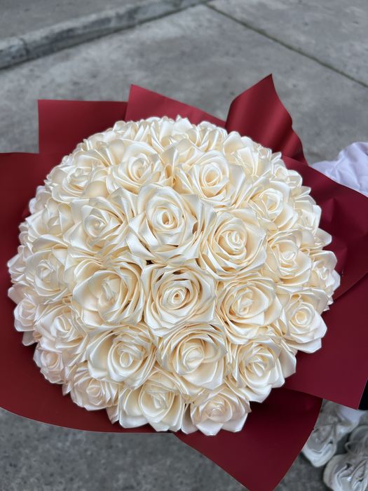 Букет троянд з атласної стрічки 37шт ( Букет Роз )