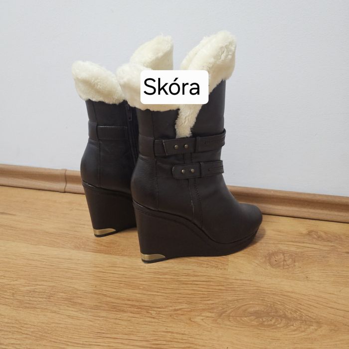 Buty botki skórzane Bata 37 na platformie jak nowe