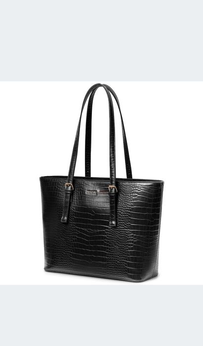 Torebka damska Puccini czarna shopperka na ramię duża A4