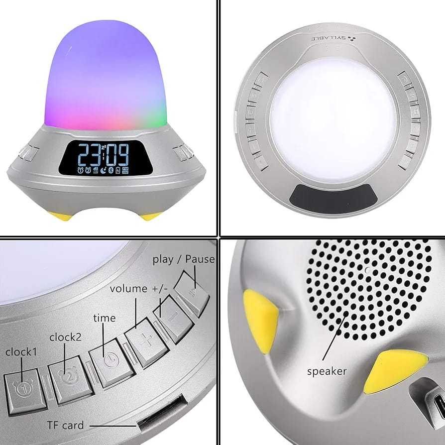 Głośnik z funkcją Bluetooth budzik lampka nocna 9 kolorów