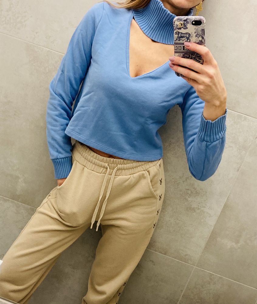 Bluza bluzka Zara S niebieska golf