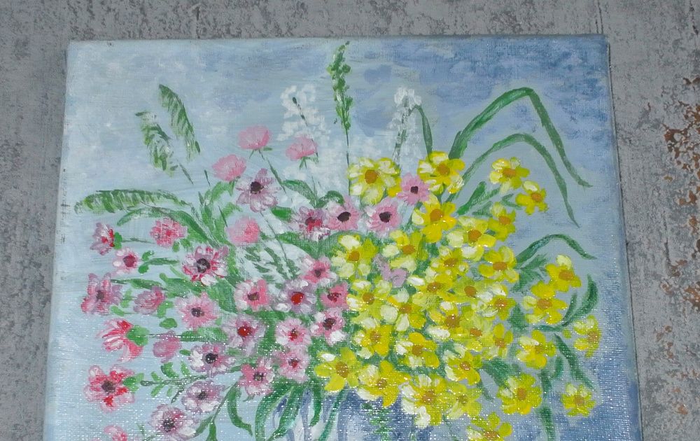Obraz olejny malowany na płótnie - kwiaty