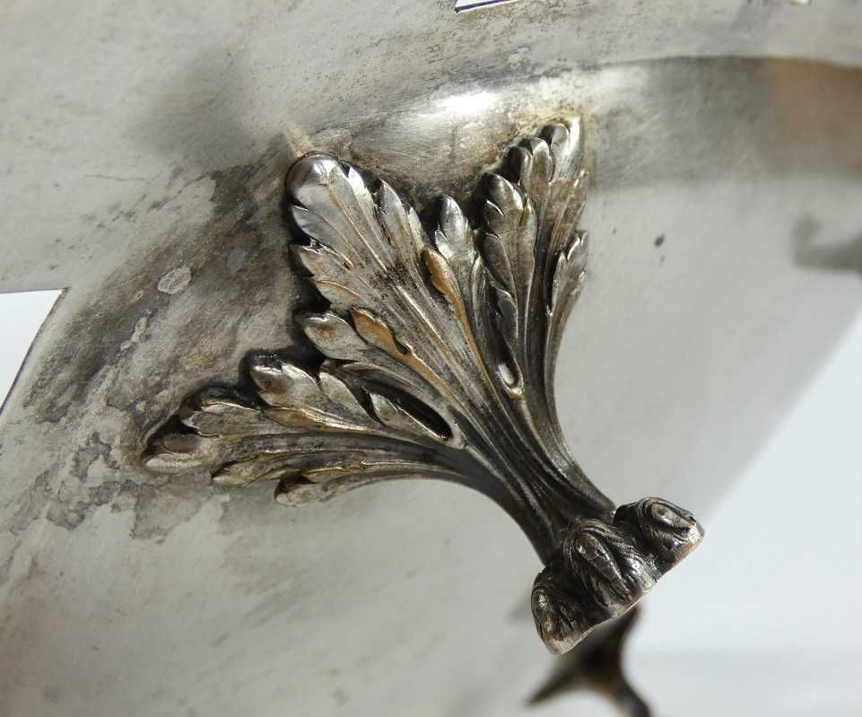 Ażurowa PATERA na nóżkach mosiądz srebrzony SECESJA kwiat sygnowana
