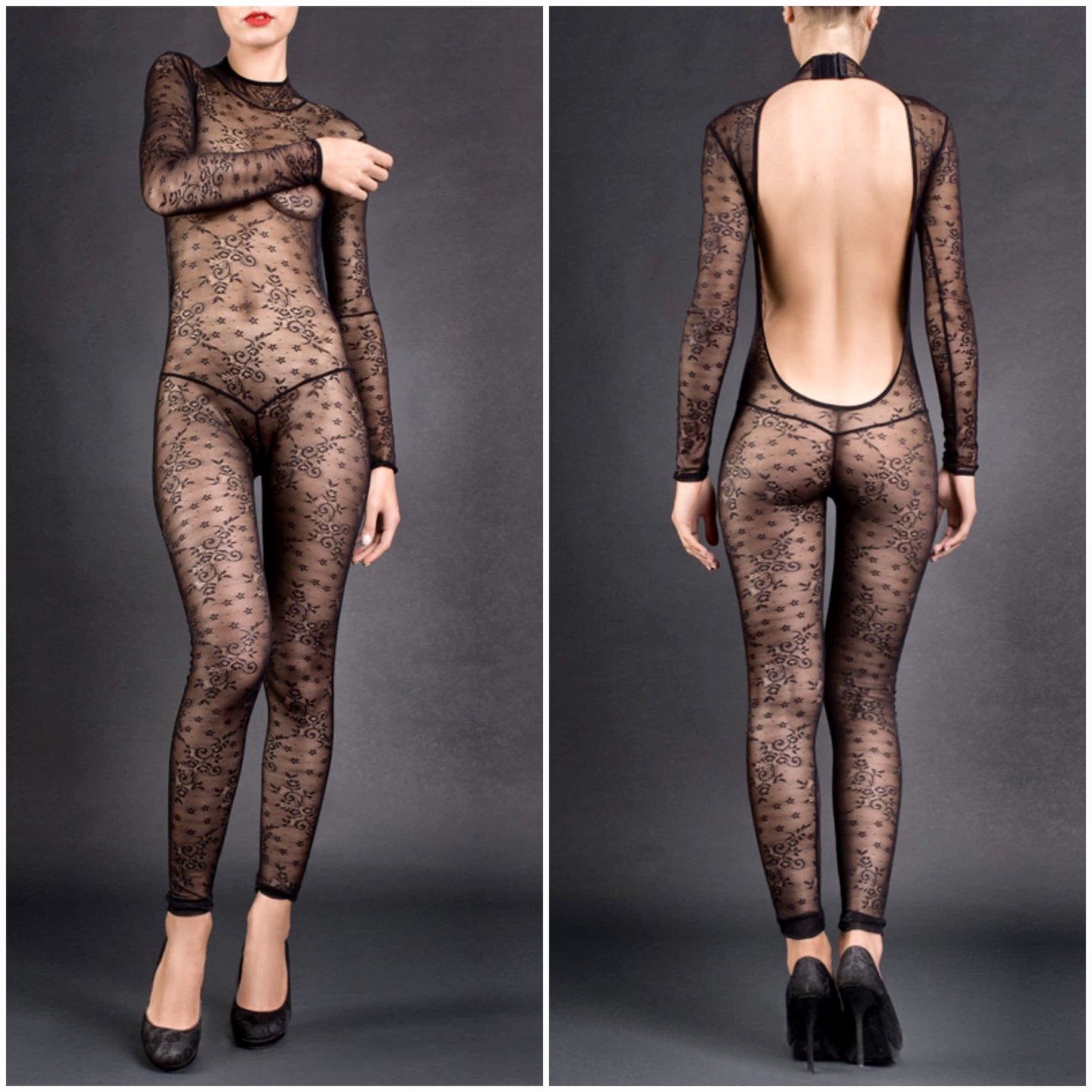 Macacão Catsuit MAISON CLOSE com Máscara de Renda