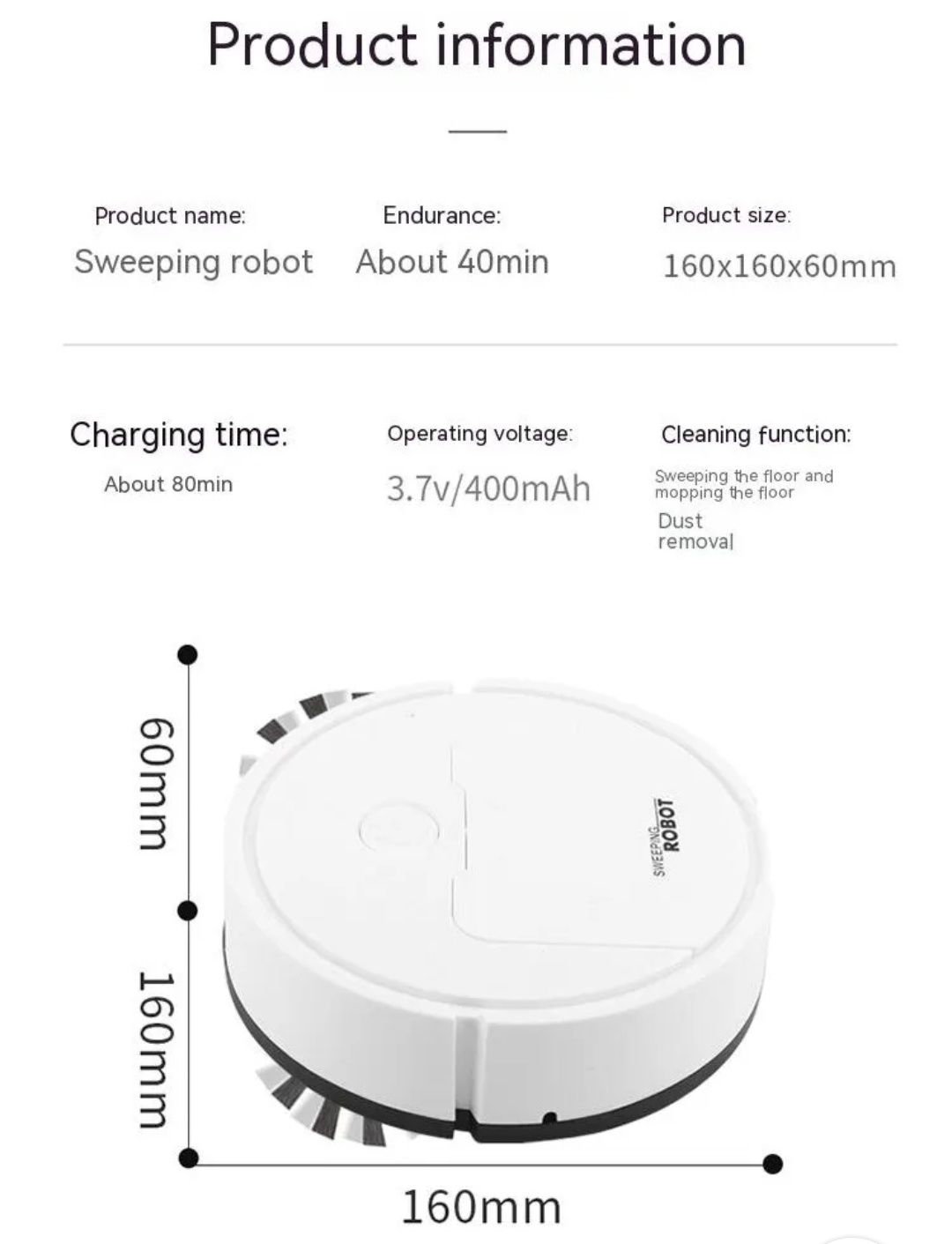 Robô aspirador mini NOVO