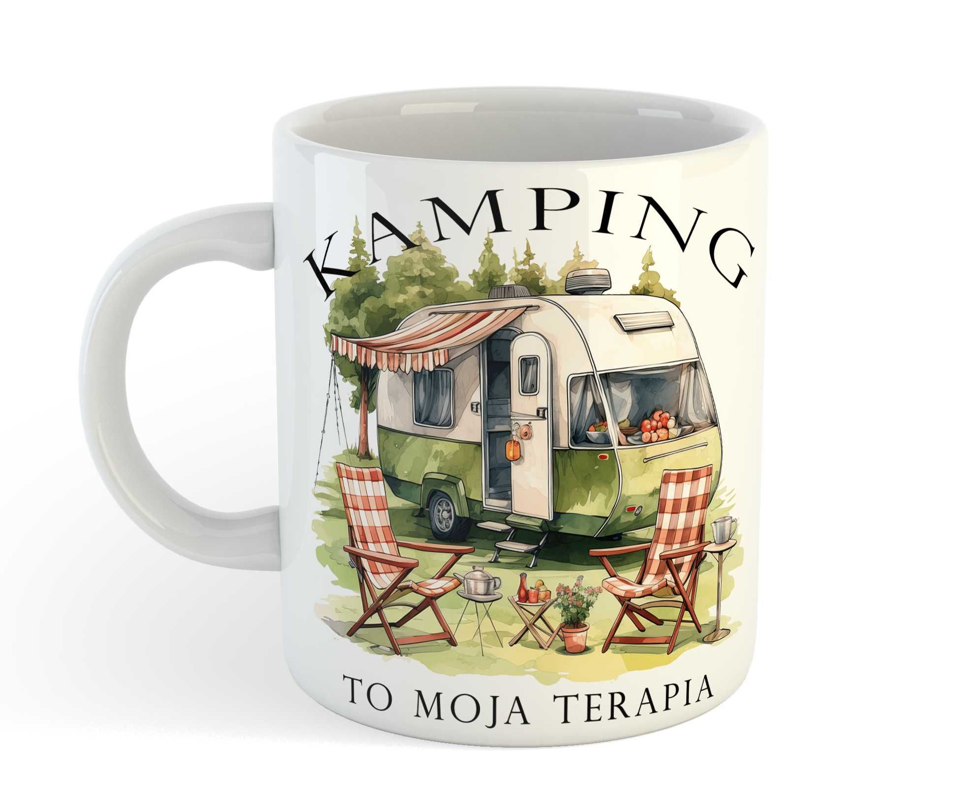 Kubek "Kamping to moja terapia", Kamper, namiot, kamping.