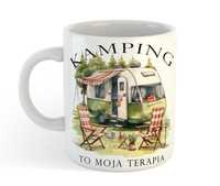 Kubek "Kamping to moja terapia", Kamper, namiot, kamping.