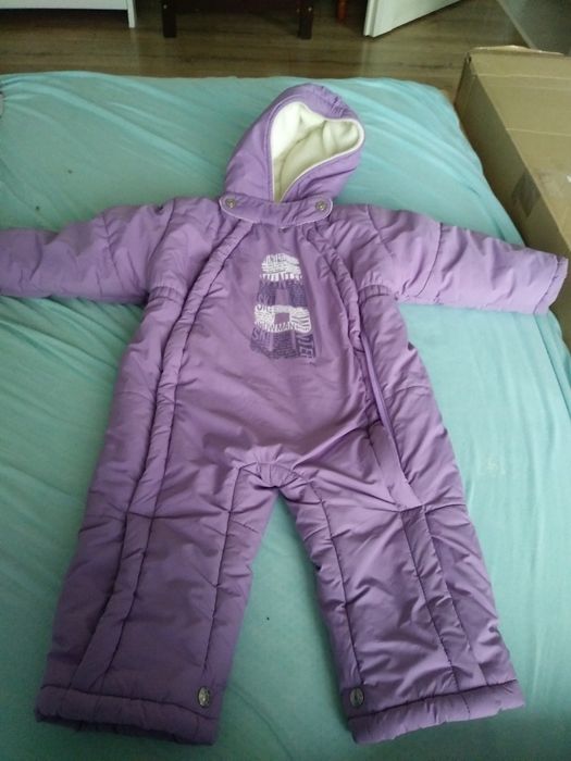 Kombinezon zimowy fiolet dziewczecy plus buciki r. 80/86 Agatex