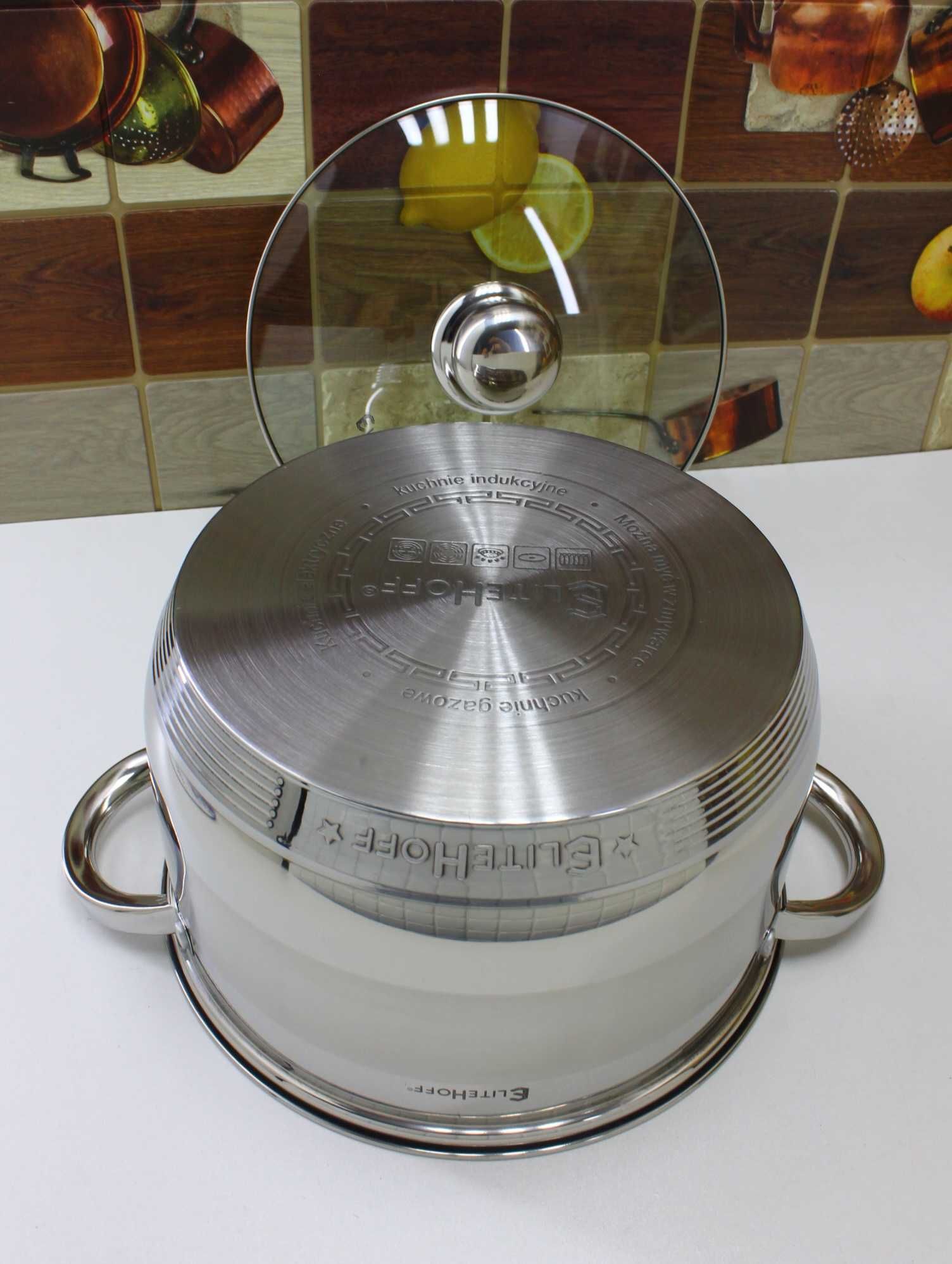Garnek Prosty Stalowy Gastro 6,5L na Indukcję EliteHoff 4006