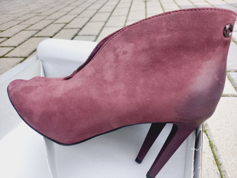 Botki Carinii, bordowe, 41, jak nowe