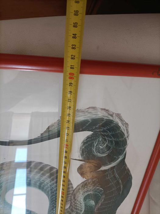 Vintage Quadro com Desenho Litografia Dragao Japonês Assinado