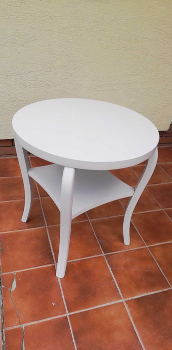 stolik okrągły atr deco drewniany ława stylowa nogi giete ludwik