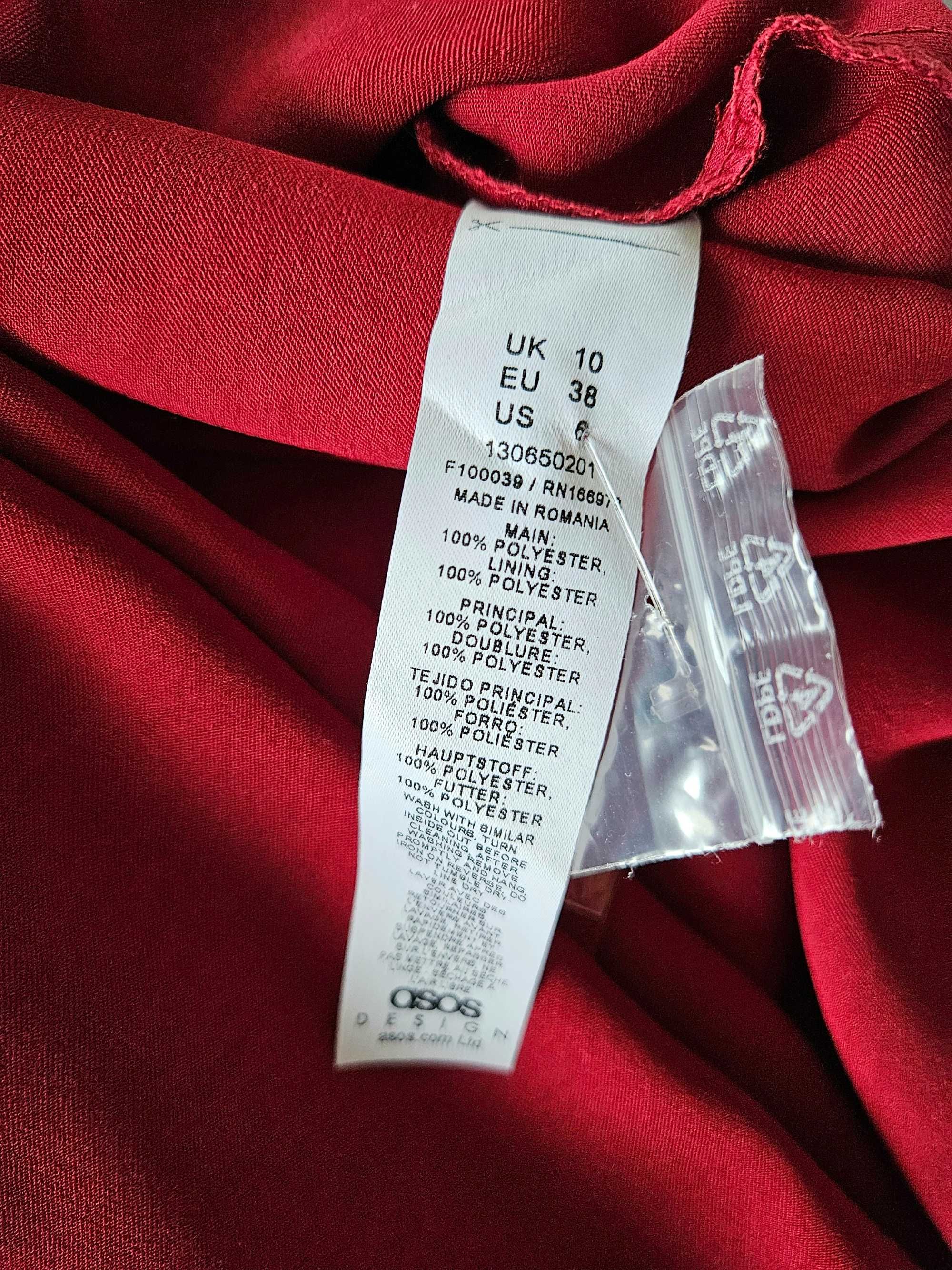 Sukienka maxi satynowa odkryte plecy asymetryczna Asos M 38