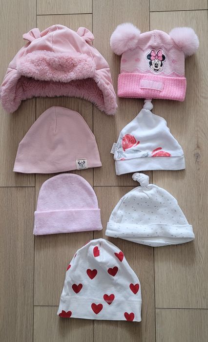 Czapka dla dziewczynki niemowlaka zimowa jesienna letnia 0-6m