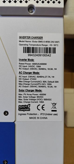 Гібридний інвертор Еasun 4kw 24v wifi наявність