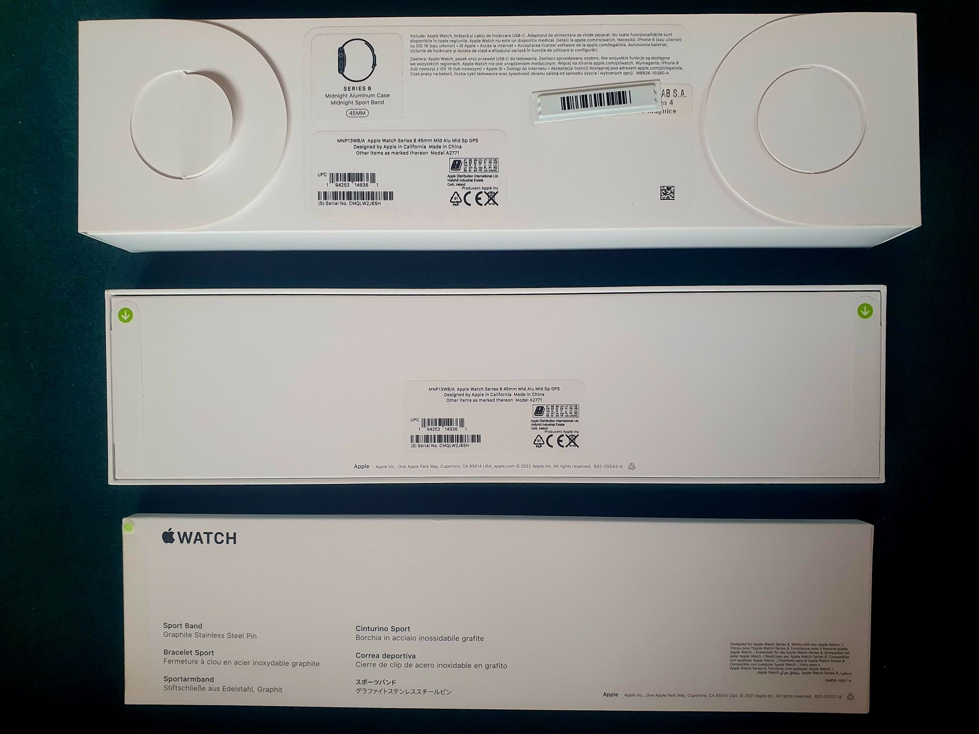 Nowy Apple Watch Series 8 45MM Midnight Aluminium Sport Band MNP13WBA