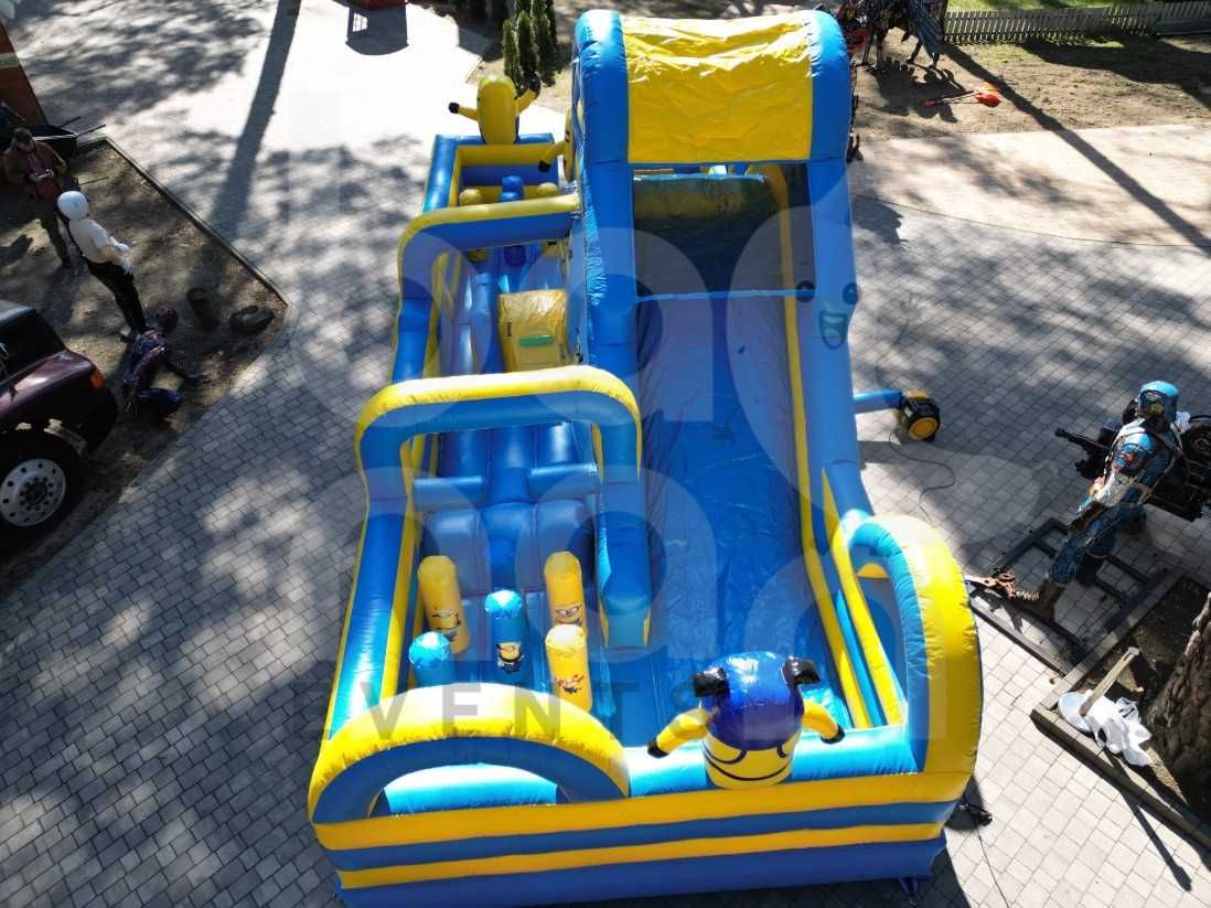Piękny tor przeszkód combo ze zjeżdżalnią z minionkami. 9m x 4m x 4,5m