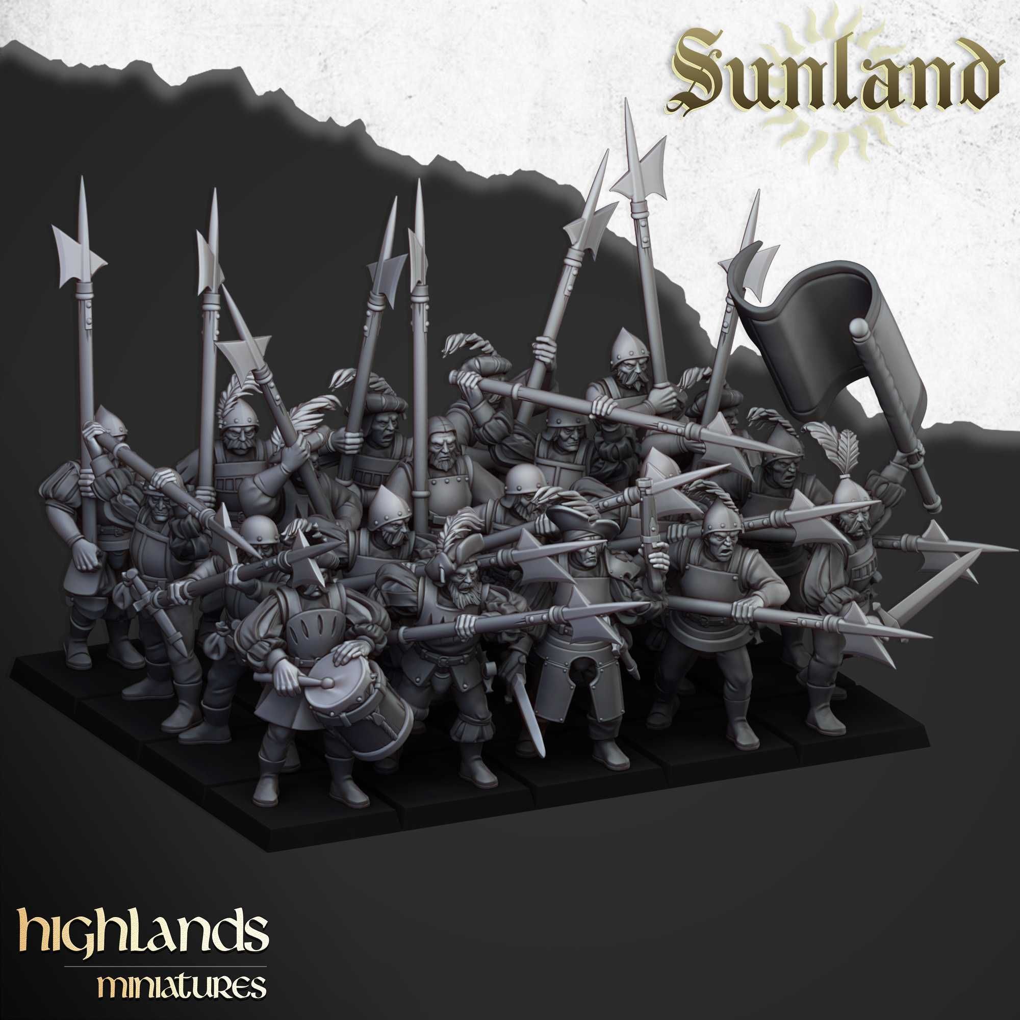 Sunland Troops with Halberds and Spears - ToW AoS WFB - Highlands x10