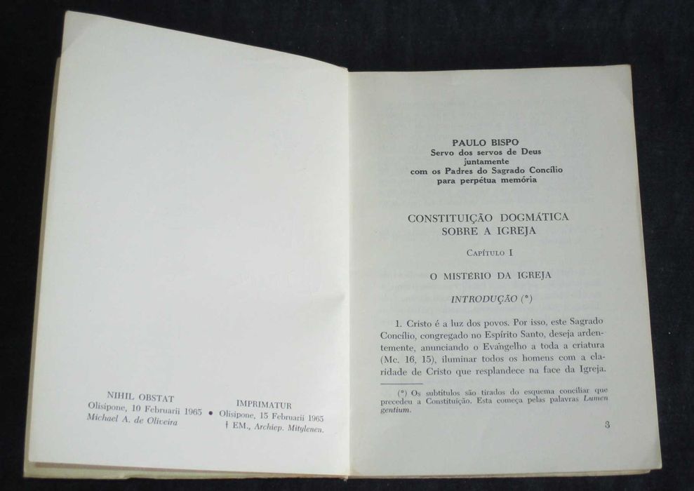 Livro Constituição Dogmática sobre a Igreja 1965