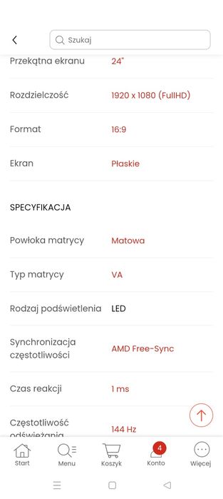 Monitor Samsung Odyssey G3 (LS24AG300NRXEN) USZKODZONY