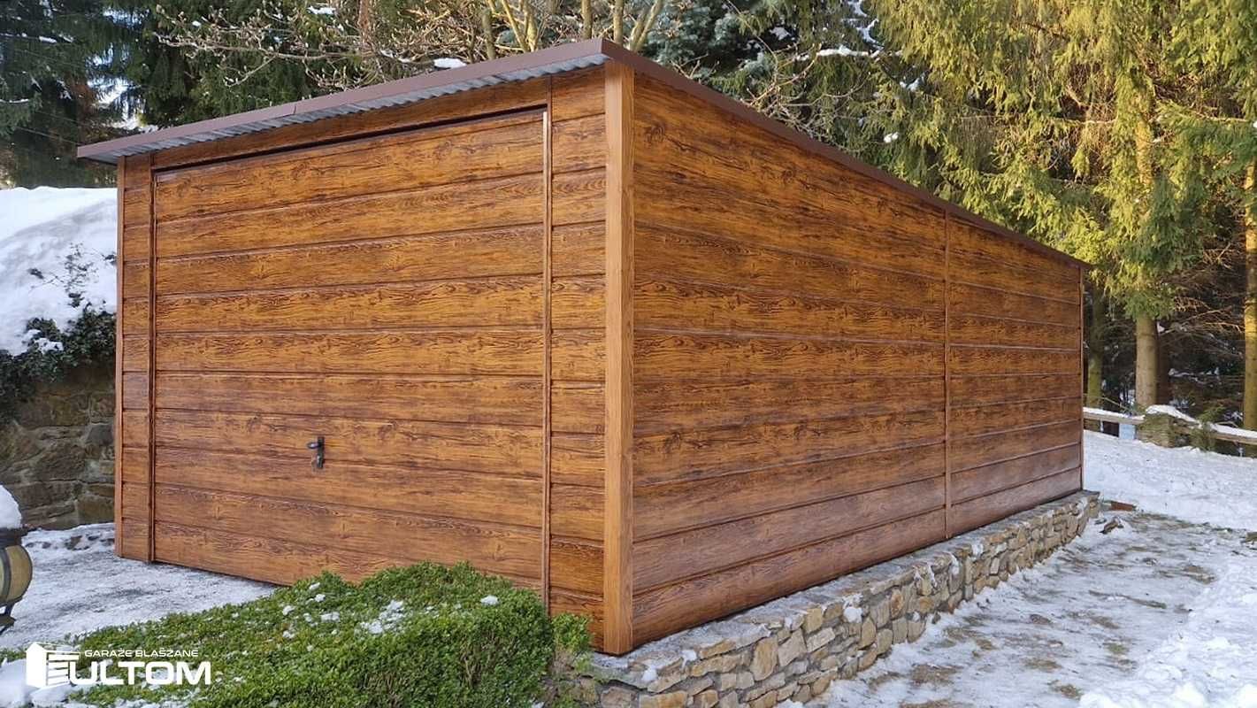 Garaż 3x5 akrylowy drewnopodobny blaszany