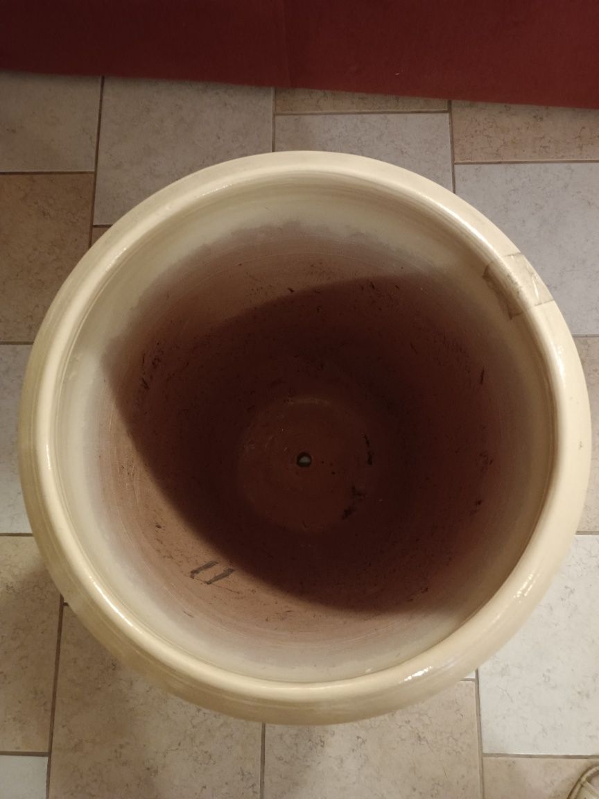 Donica ceramiczna szkliwiona z podstawką