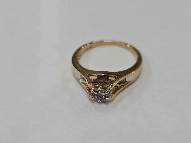 0.45 CT! Złoty pierścionek damski/ 585/ 3.85 gram/ R16/ Wycena