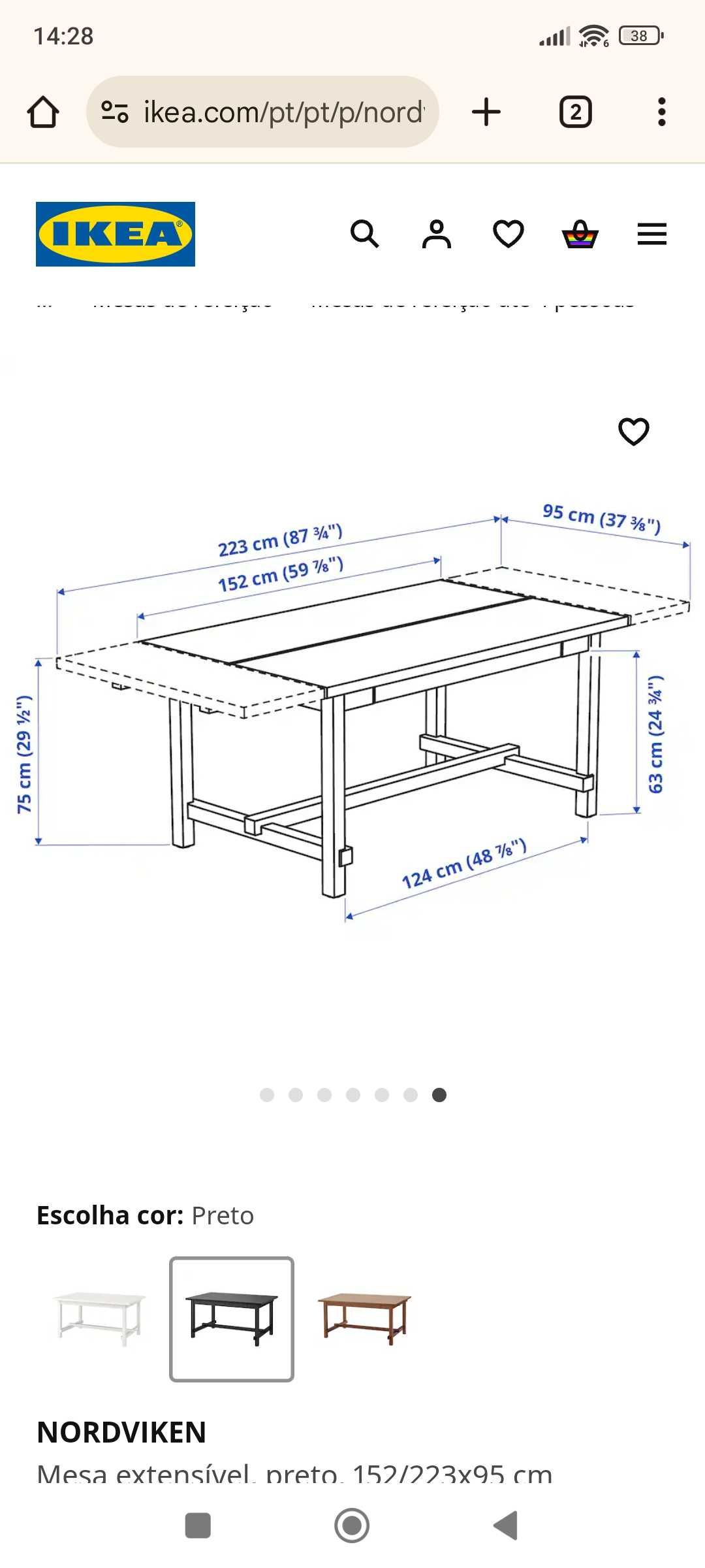 Mesa extensível, preto, em perfeito estado com pouco tempo de uso.