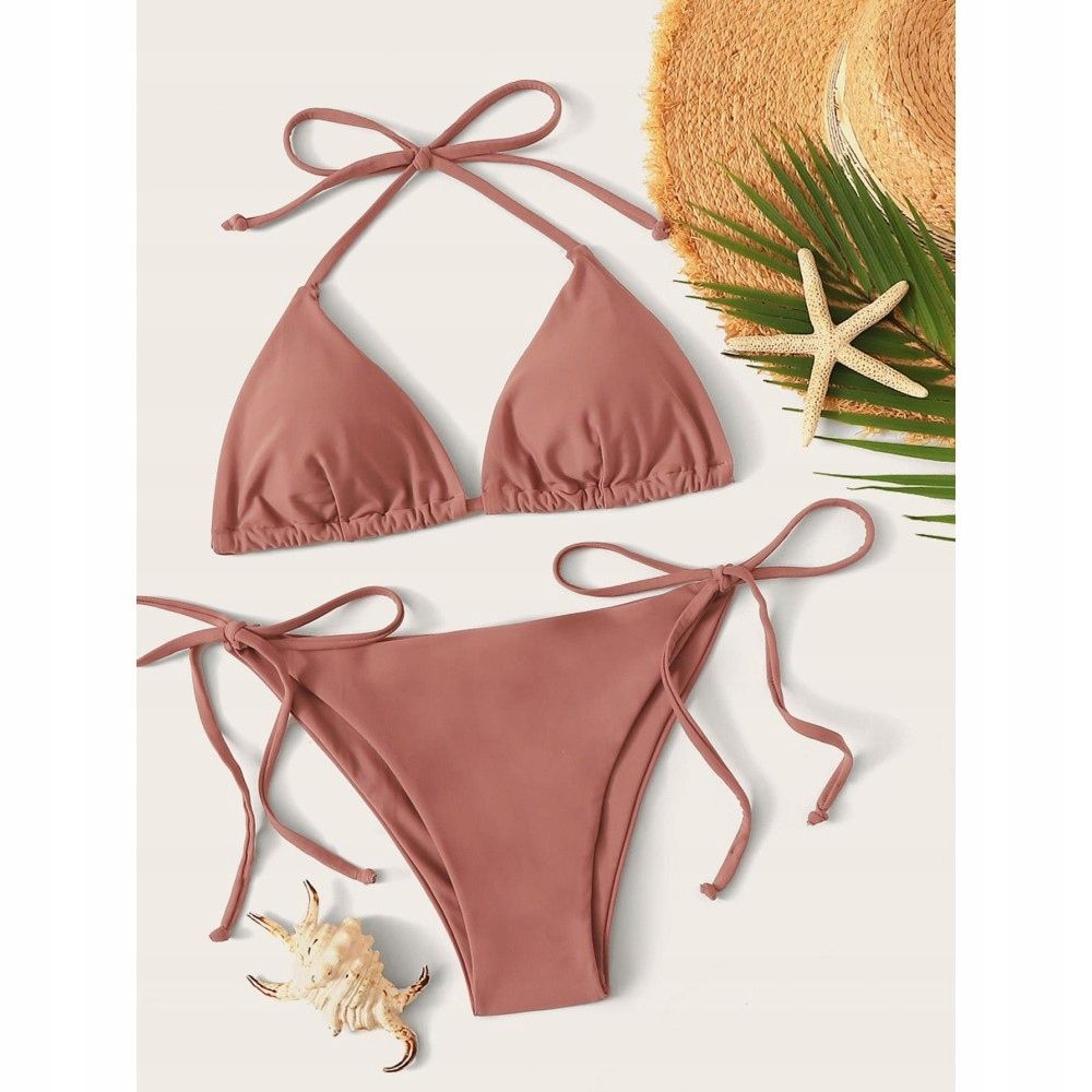 Strój Kąpielowy Bikini Halter Dusty Pink M 38