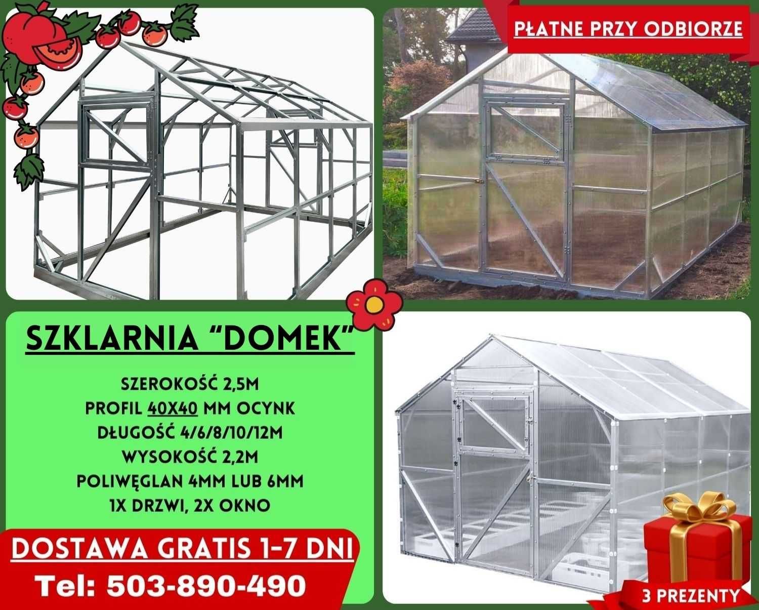 Szklarnia Ogrodowa 3x4m poliwęglan 4/6 mm Sprzedam Gratisy Sandomierz