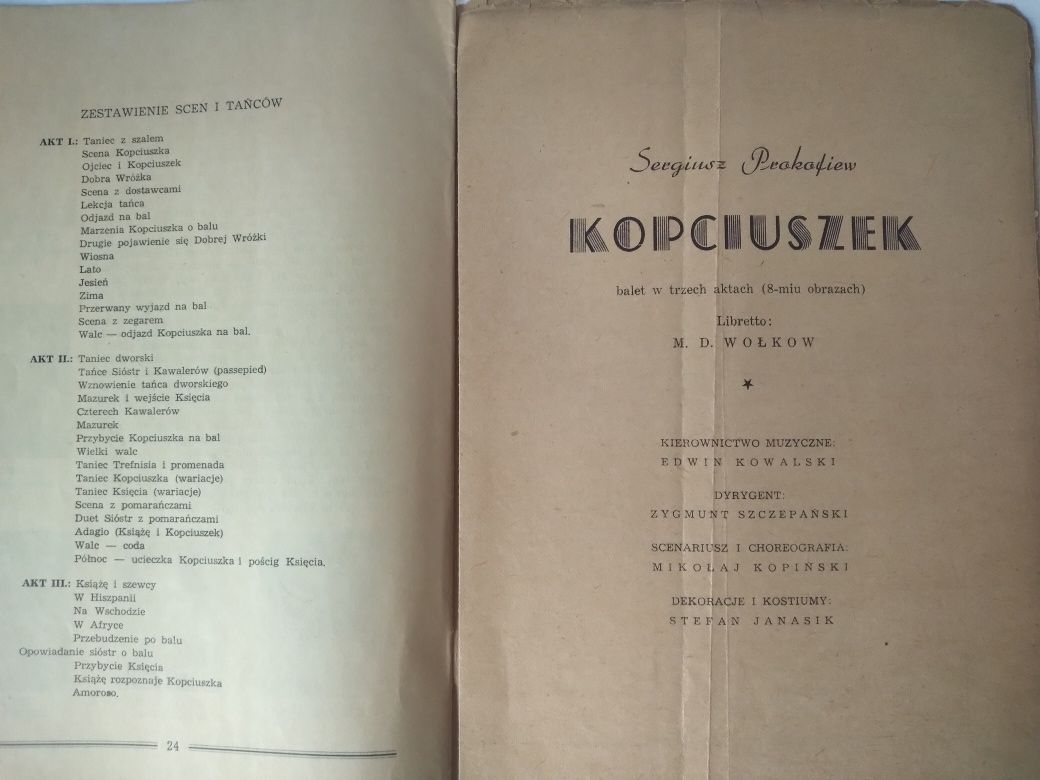 Opera Śląska. Program 1953 r. Kopciuszek. Unikat