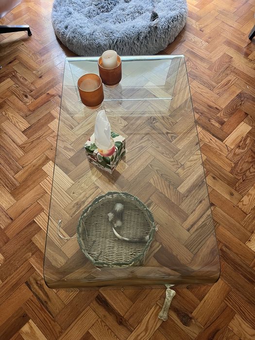 Mesa vidro curvado - design de luxo (estilo Roche Bobois ou Fiam)