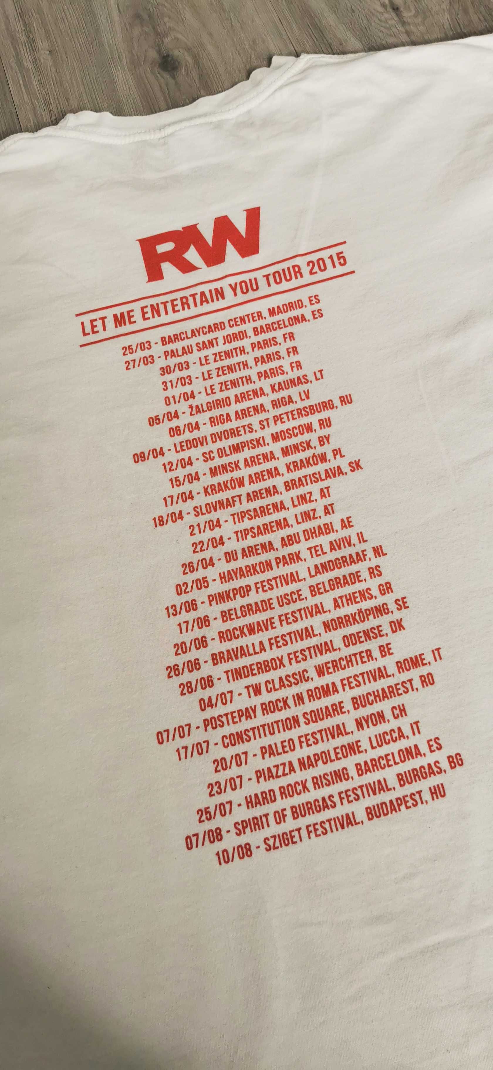 T-shirt RW Robbie Williams trasa koncertowa 2015 rozmiar M biała