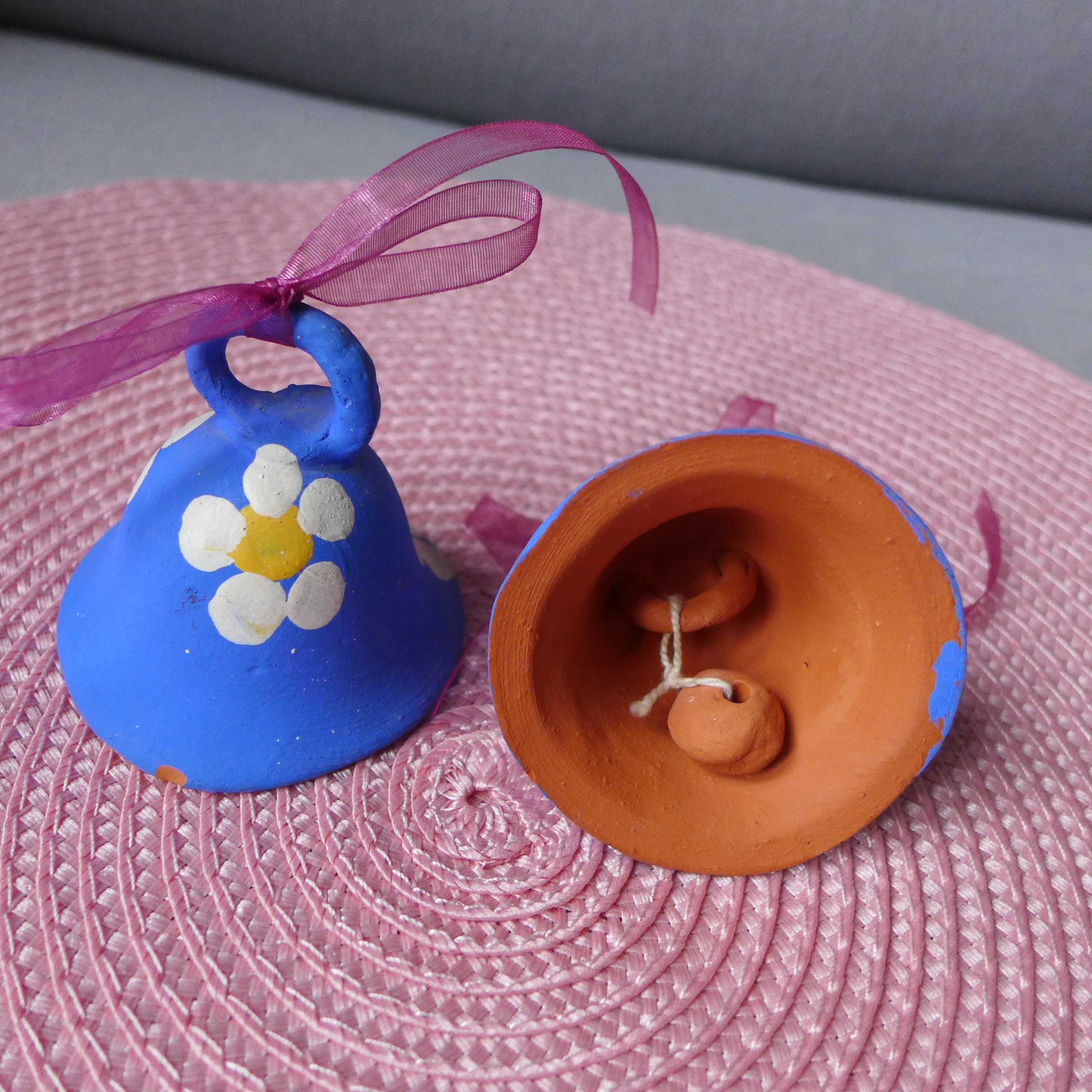 2 x gliniany ludowy dzwoneczek dzwonek bombka INTERIOR DESIGN boho