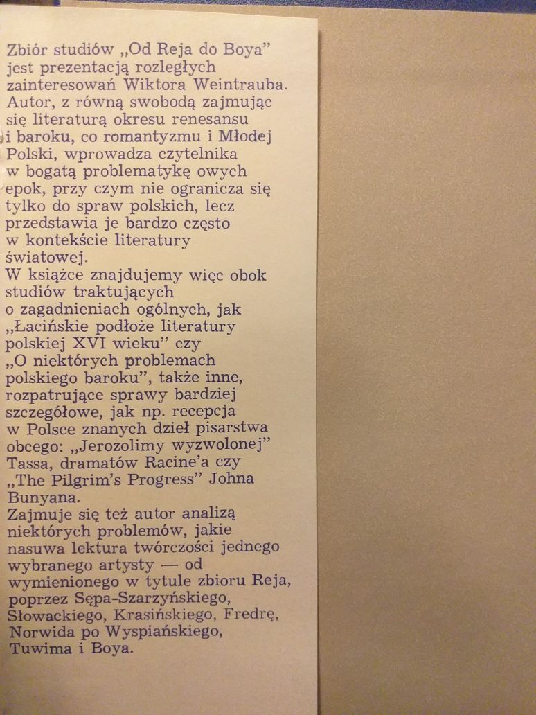 Wiktor Weintraub Od Reja do Boya PIW 1977