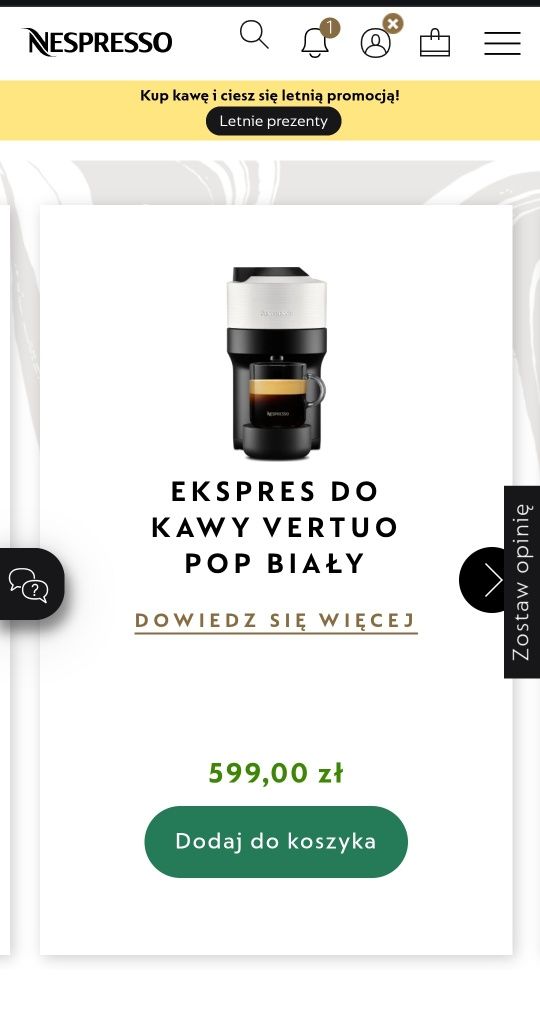 Express do kawy kapsułki nespresso vertuo pop +
