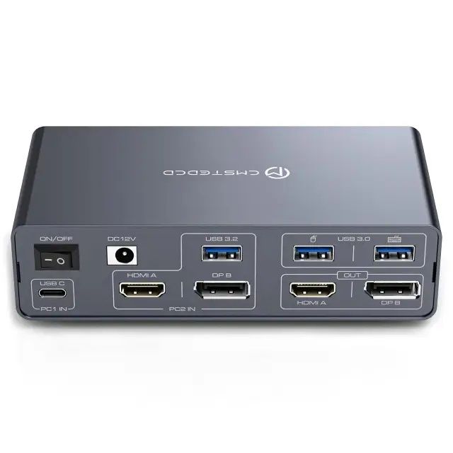 KVM-перемикач CMSTEDCD SW522. Док-станція з 4K60Hz HDMI 4K120Hz DP KVM