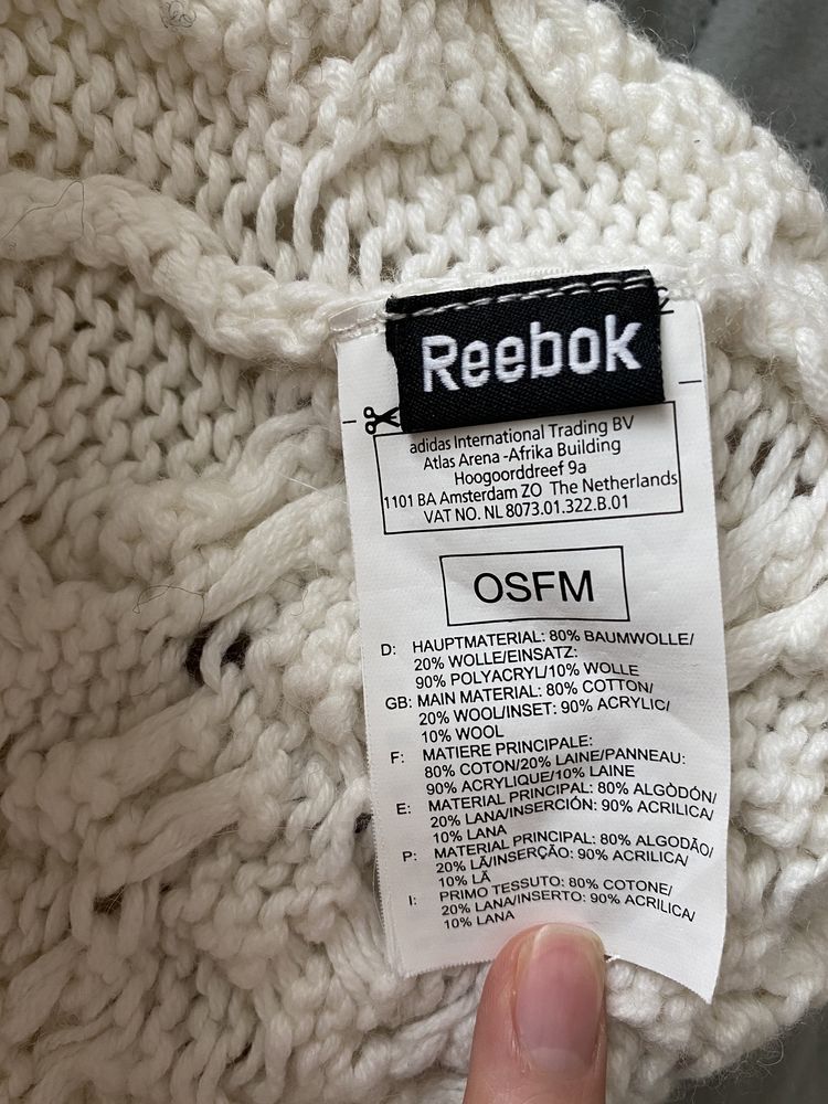Czapka reebok, czapka na jesień wiosnę, czapka z pomponem, reebok