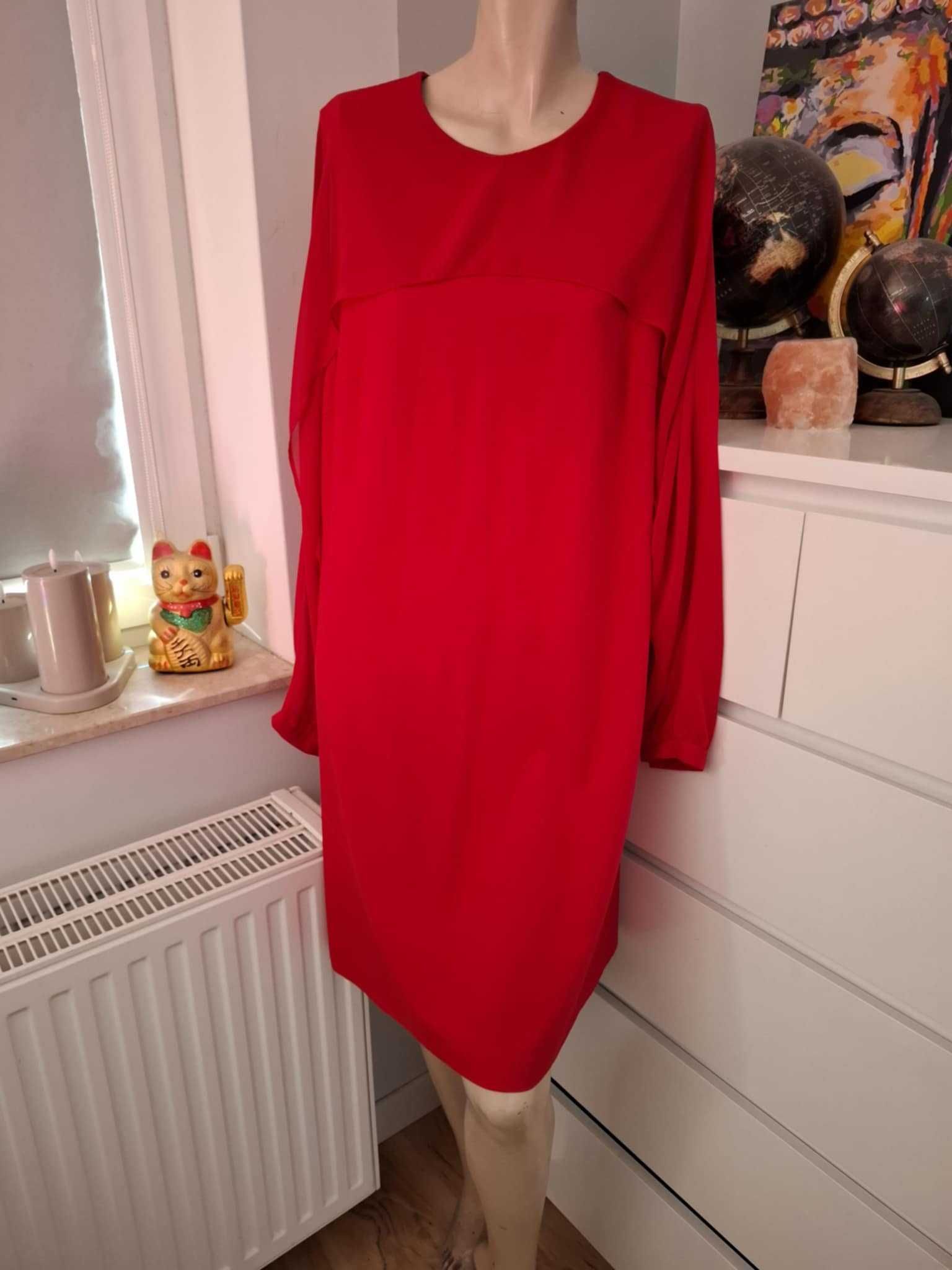 44 XXL BPC selection elegancka czerwona sukienka wieczorowa koktajlowa