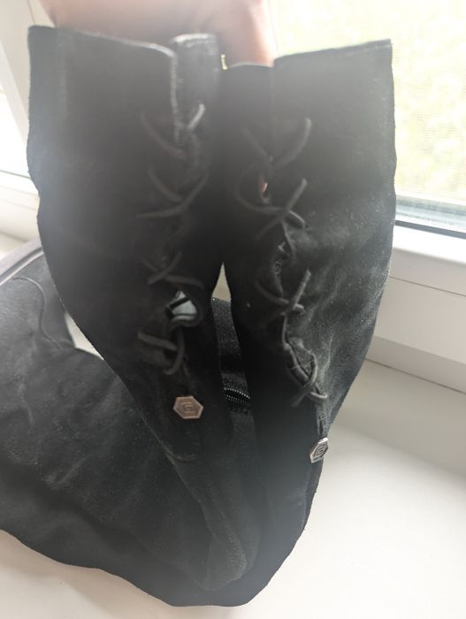 Ботфорди замша чорні