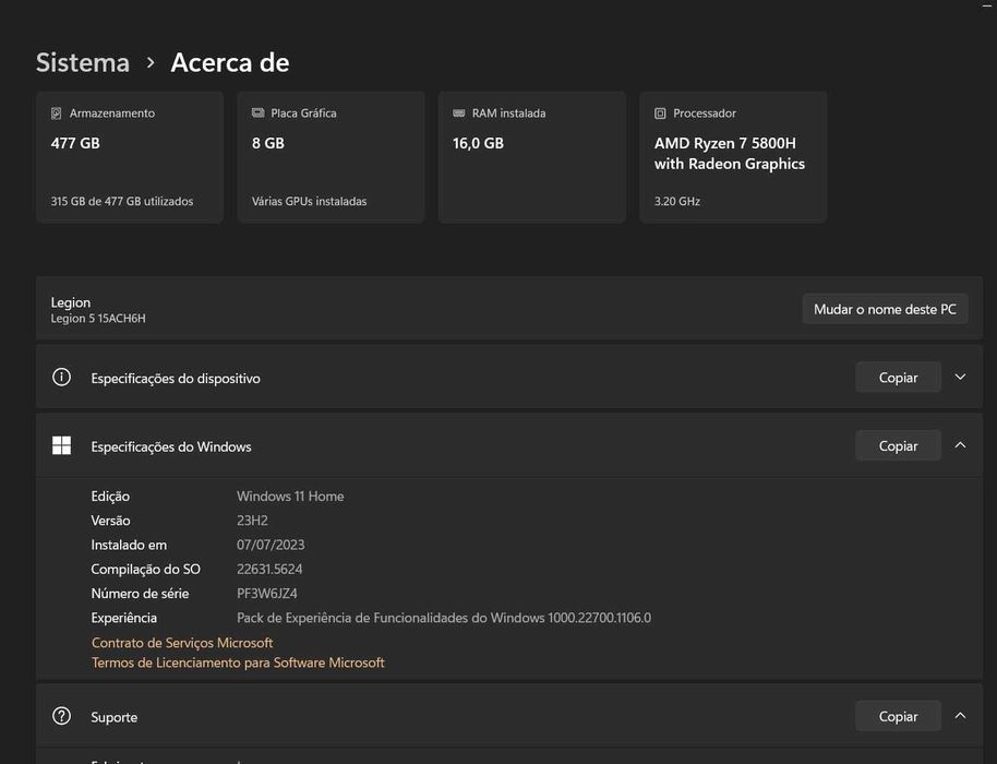 LENOVO Legion 5 15ACH6H  AMD Ryzen 7 5800H - NVIDIA GeForce RTX 3060