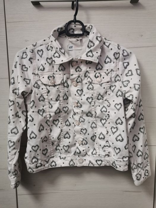 H&M kurtka dżinsowa serca 140