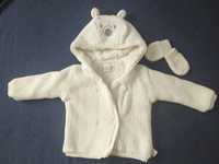 biała kurteczka/płaszczyk/sweterek Disney Kubuś Puchatek + rękawiczki