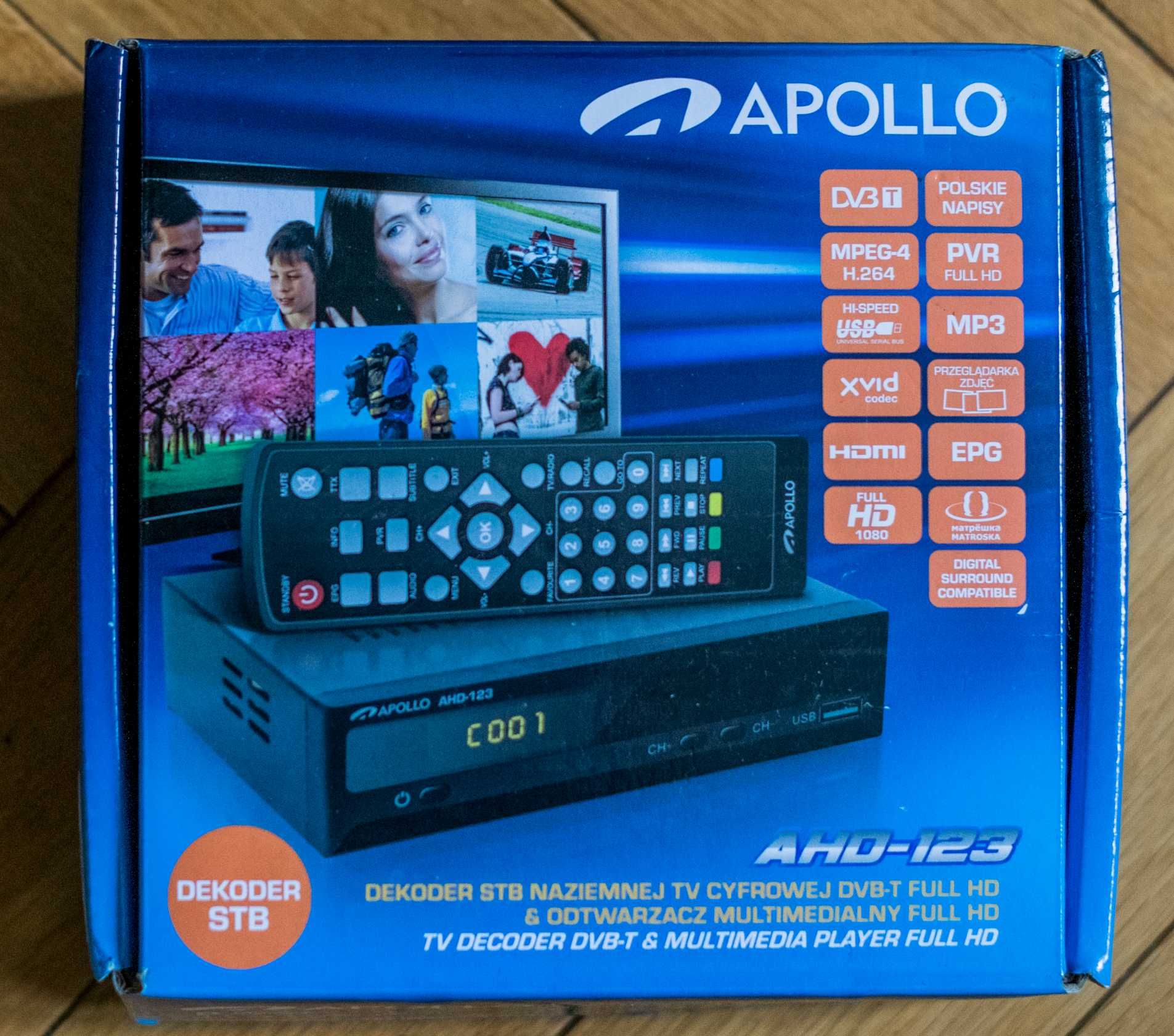 Apollo AHD-123 Dekoder DVB-T i odtwarzacz FHD Tuner