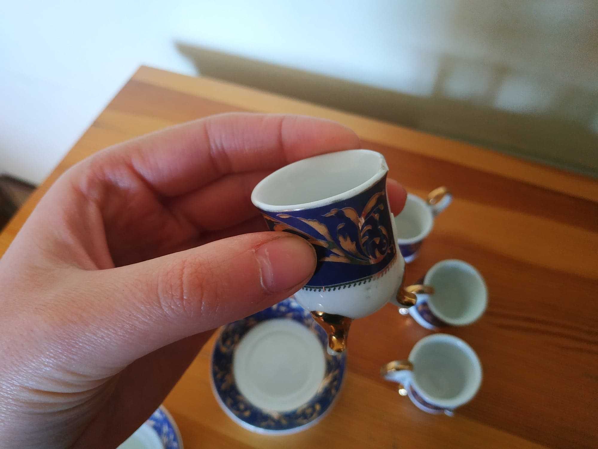 Zestaw mini filiżanki i talerzyki chińska porcelana antyk zabytek