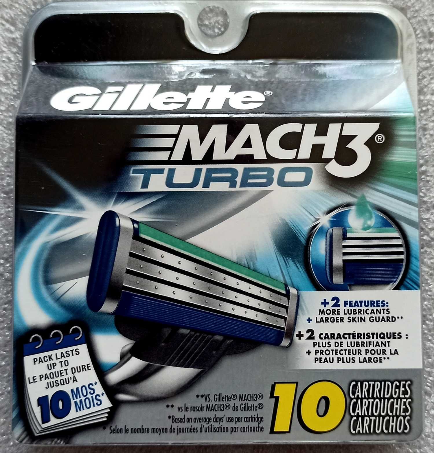 Gillette Mach3 Turbo (оригинал, USA), 10 картриджей