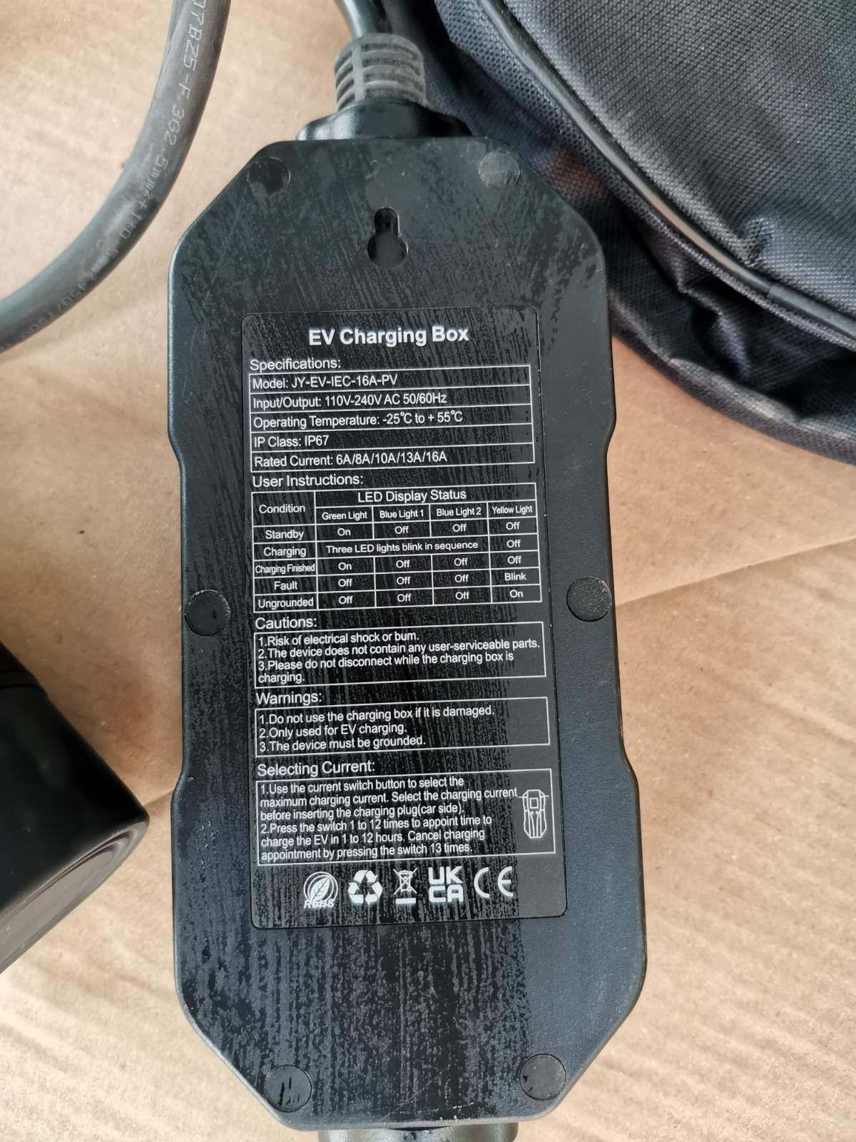 Нове Зарядне для електромобіля Type 2 16A JY-EV-IEC-16a-PV