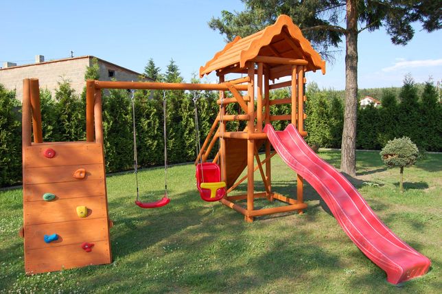 plac zabaw domek dla dzieci ogrodowy drewniany 3m ślizg